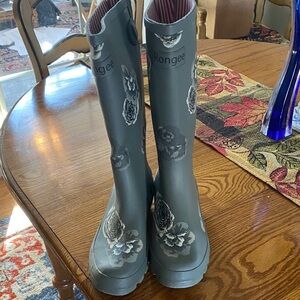 Women's Floral Winter Rain Boots - Gray